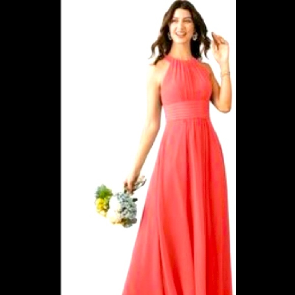 Alicepub Chiffon Coral Pink Bridesmaid Dresses